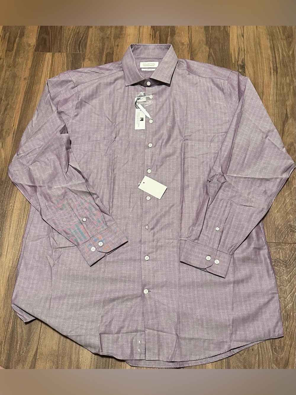 NWT Michael Strahan Collection Purple Herringbone Long Sleeve XLT 18 38-39 Shirt